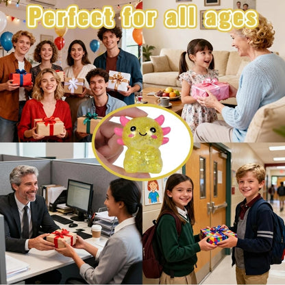 Axolotl Squishy Toy, Cute Slow Rising Fidget Toy for Stress Relief, Soft Squeeze Sensory Toy for Kids and Adults, Handheld Stress Ball for Anxiety and Focus Sitting Posture Axolotl(Yellow)