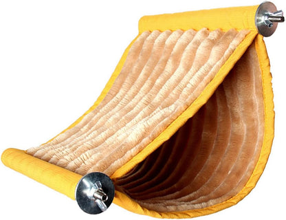 Hamster Hammock Bed Warm Hanging Swing Pet Nest Detachable Washable Fabric Yellow Small for Small Animals Cage Cozy Sleeping