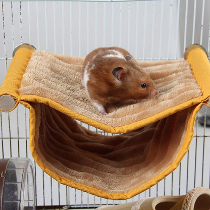 Hamster Hammock Bed Warm Hanging Swing Pet Nest Detachable Washable Fabric Yellow Small for Small Animals Cage Cozy Sleeping