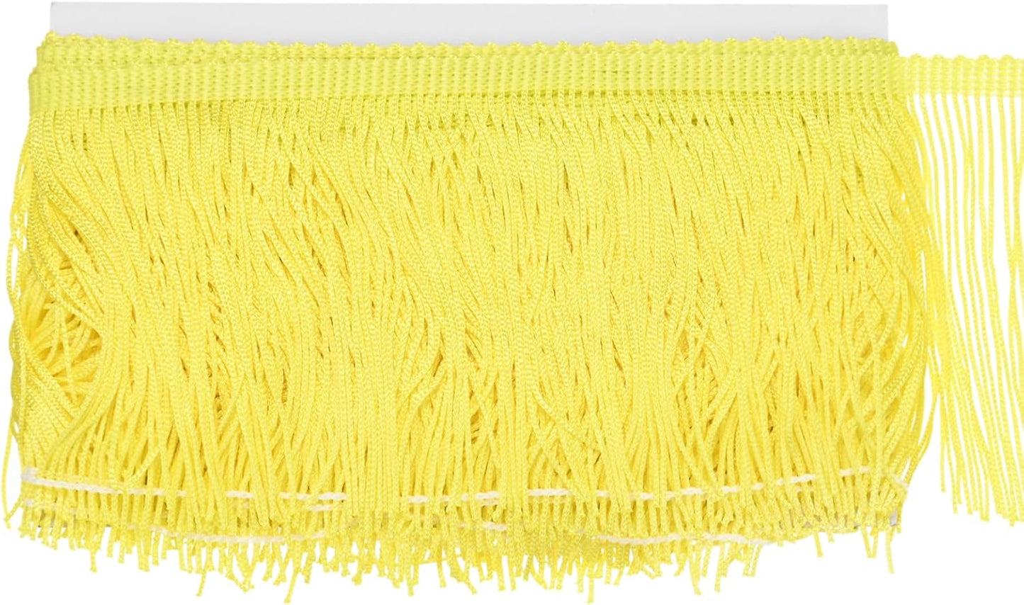 Chainette Fringe Trim, 5 Yards of 4" Polyester Braid Tassel Trim for DIY Crafts/Latin Dress/Lamp Shade Decoration/Wedding Dress/Sewing/Clothing Fringe Thread Yarn [Lemon Yellow]