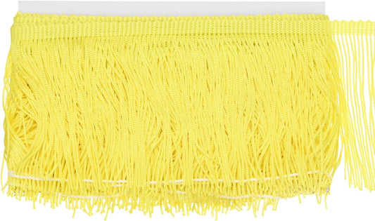 Chainette Fringe Trim, 5 Yards of 4" Polyester Braid Tassel Trim for DIY Crafts/Latin Dress/Lamp Shade Decoration/Wedding Dress/Sewing/Clothing Fringe Thread Yarn [Lemon Yellow]