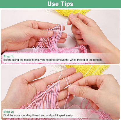 Chainette Fringe Trim, 5 Yards of 4" Polyester Braid Tassel Trim for DIY Crafts/Latin Dress/Lamp Shade Decoration/Wedding Dress/Sewing/Clothing Fringe Thread Yarn [Lemon Yellow]