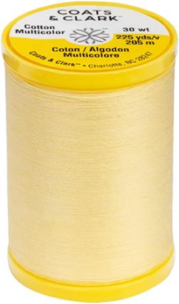 Coats & Clark Cotton All Purpose Sewing Thread 100% Mercerized Cotton 225 Yards Each Spool S970 2 Pack Bundle with 3 Needle Threaders (Yellow)