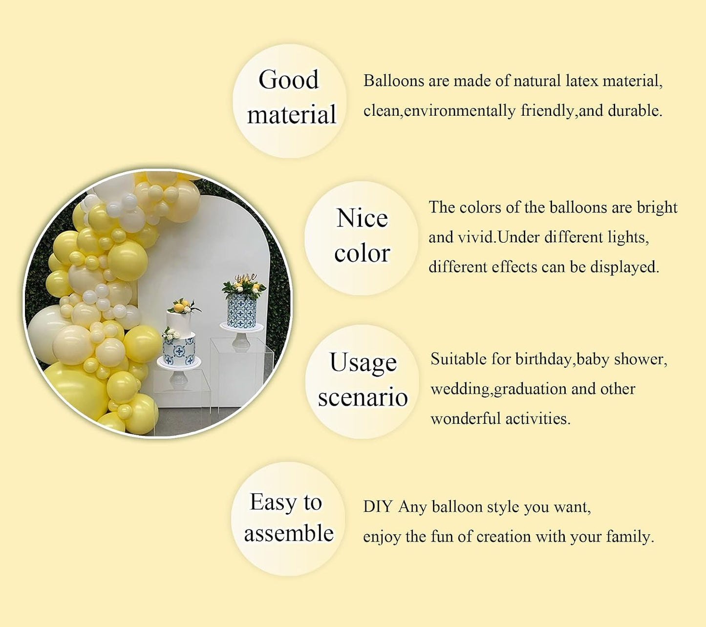 Yellow Balloon Arch Garland Kit-White Balloon 122Pcs for Graduation,Birthday,Easter,Baby Shower,Christmas,Fiesta Party Decoration.