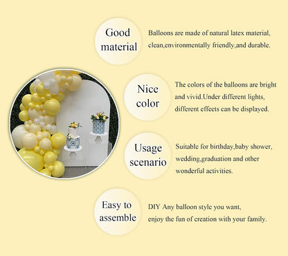 Yellow Balloon Arch Garland Kit-White Balloon 122Pcs for Graduation,Birthday,Easter,Baby Shower,Christmas,Fiesta Party Decoration.