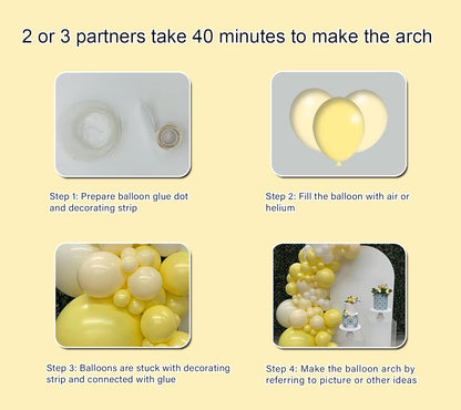 Yellow Balloon Arch Garland Kit-White Balloon 122Pcs for Graduation,Birthday,Easter,Baby Shower,Christmas,Fiesta Party Decoration.