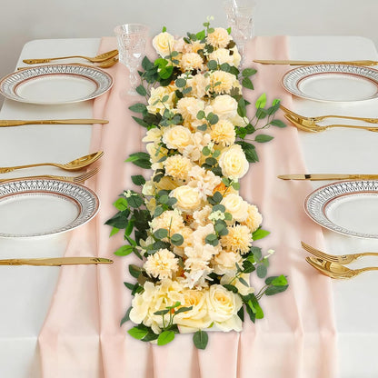 Wedding Flower, Rustic Artificial Floral Swag, 39’’Table Centerpieces, Wall Decor Arrangement Supplies, Reception Backdrop Floral Decoration for Home Party Wedding(Yellow)