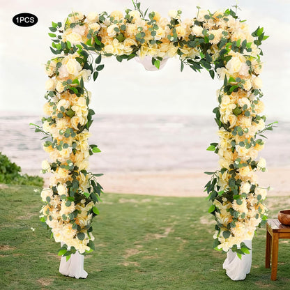 Wedding Flower, Rustic Artificial Floral Swag, 39’’Table Centerpieces, Wall Decor Arrangement Supplies, Reception Backdrop Floral Decoration for Home Party Wedding(Yellow)