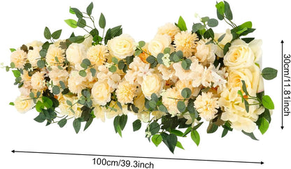 Wedding Flower, Rustic Artificial Floral Swag, 39’’Table Centerpieces, Wall Decor Arrangement Supplies, Reception Backdrop Floral Decoration for Home Party Wedding(Yellow)