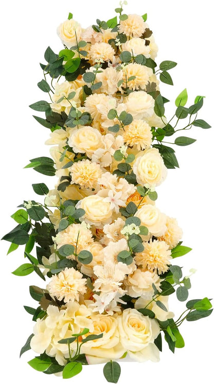 Wedding Flower, Rustic Artificial Floral Swag, 39’’Table Centerpieces, Wall Decor Arrangement Supplies, Reception Backdrop Floral Decoration for Home Party Wedding(Yellow)