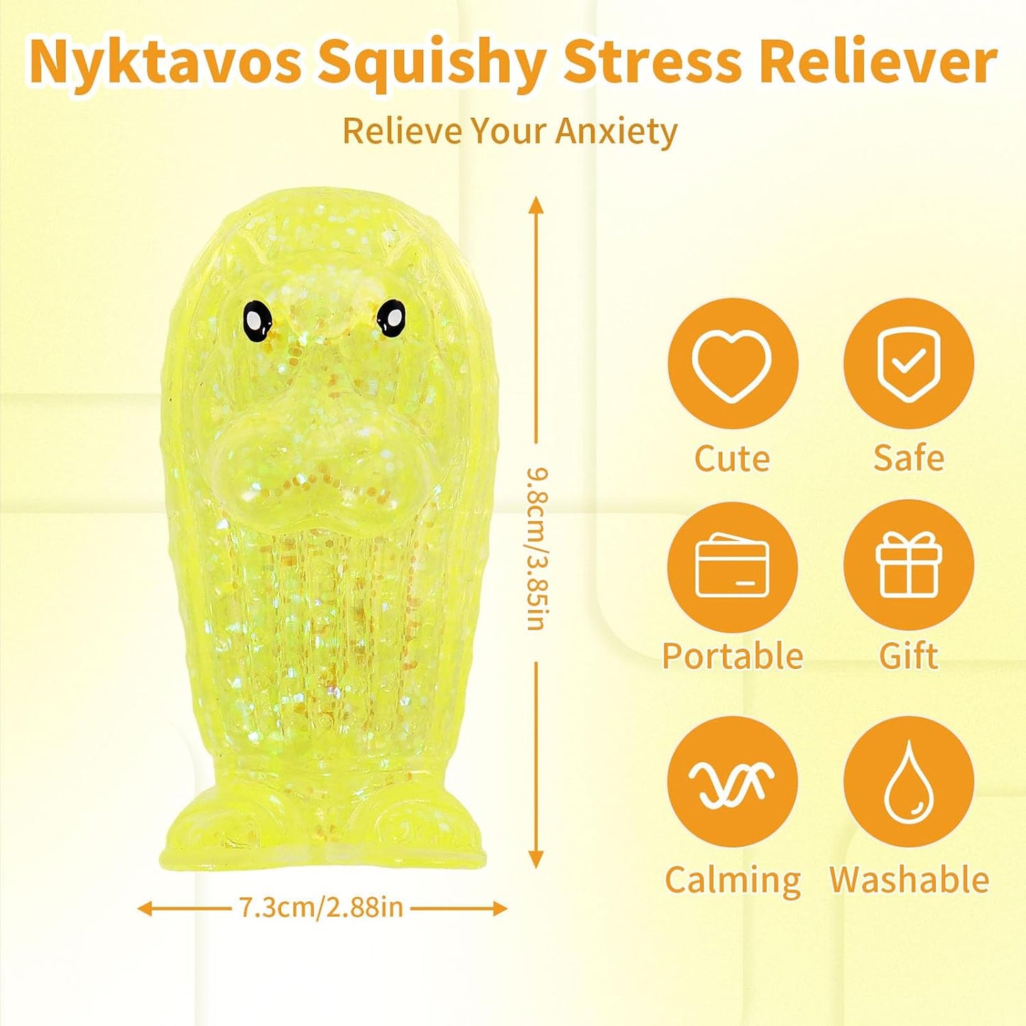 Mythical Slow Rise Squishy Fidget Toy Stress Relief Kids Adults Red Gift | Cute Maltose-filled squishy toy - Stress & anxiety relief for kids, adults & office - Non-toxic TPR, Yellow, quiet fidget