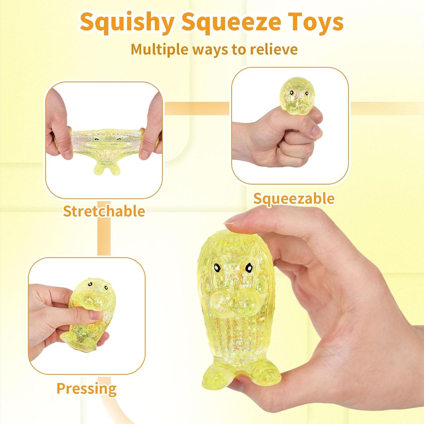 Mythical Slow Rise Squishy Fidget Toy Stress Relief Kids Adults Red Gift | Cute Maltose-filled squishy toy - Stress & anxiety relief for kids, adults & office - Non-toxic TPR, Yellow, quiet fidget