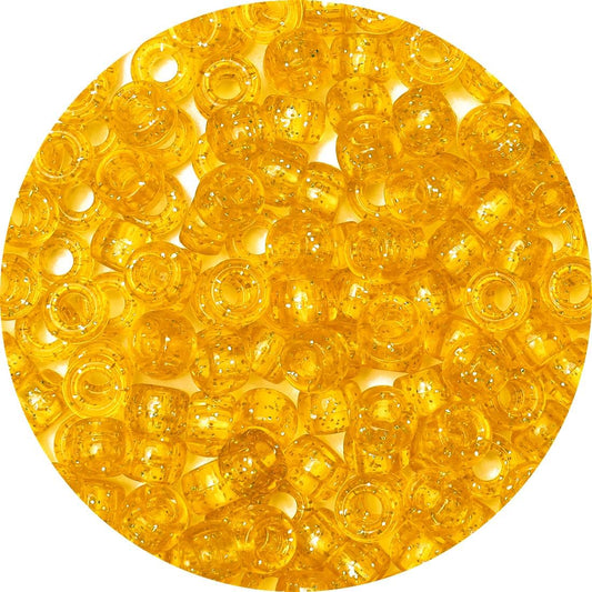 Glitter Pony Beads(1000pcs Dark Yellow Glitter), Beads for Jewelry Making, Beading Supplies, Arts & Crafts Materials for Jewelry Making.