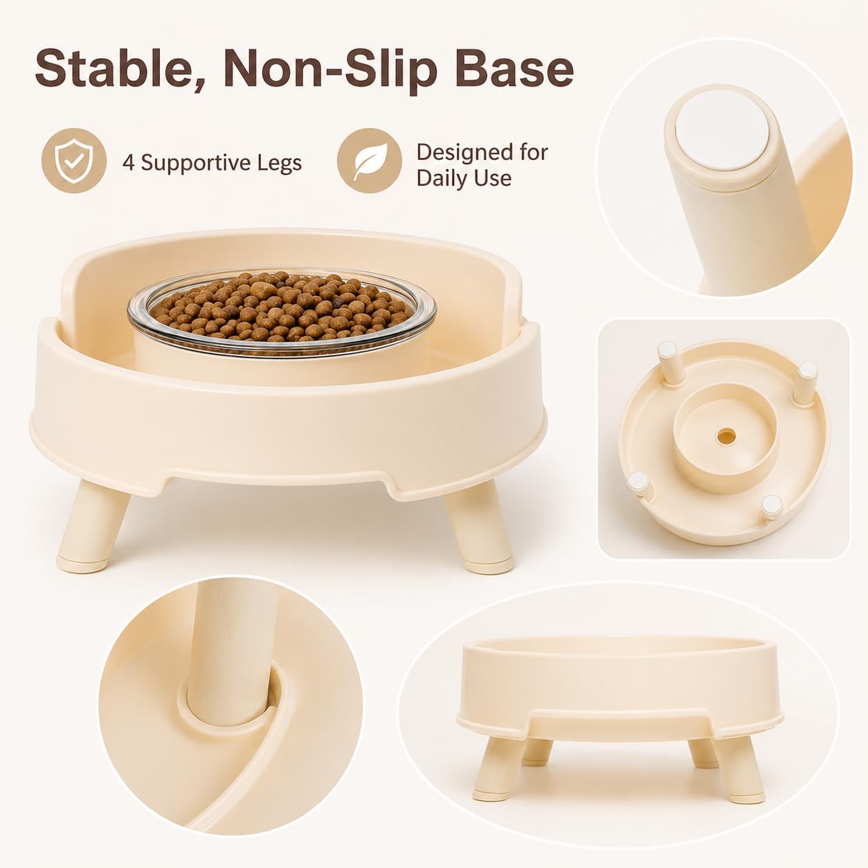 Ant Proof Cat Bowl, Elevated Raised Cat Feeder with Glass Bowl (Yellow) | Ant-Proof Water Moat Barrier Deep Wide Protective Moat 3.5" Elevated Feeding Height Removable Glass Food Bowl