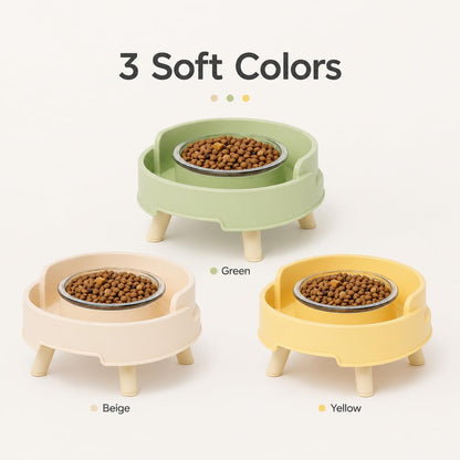 Ant Proof Cat Bowl, Elevated Raised Cat Feeder with Glass Bowl (Yellow) | Ant-Proof Water Moat Barrier Deep Wide Protective Moat 3.5" Elevated Feeding Height Removable Glass Food Bowl