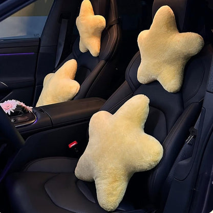 4 Pack Star Car Headrest Pillow and Lumbar Support Pillow Soft Yellow Star Decorative Pillows for Driving Cars Decor