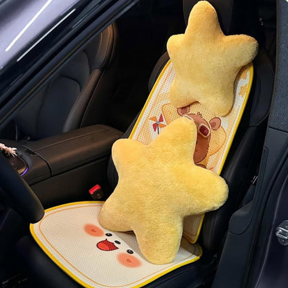 4 Pack Star Car Headrest Pillow and Lumbar Support Pillow Soft Yellow Star Decorative Pillows for Driving Cars Decor