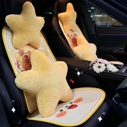 4 Pack Star Car Headrest Pillow and Lumbar Support Pillow Soft Yellow Star Decorative Pillows for Driving Cars Decor