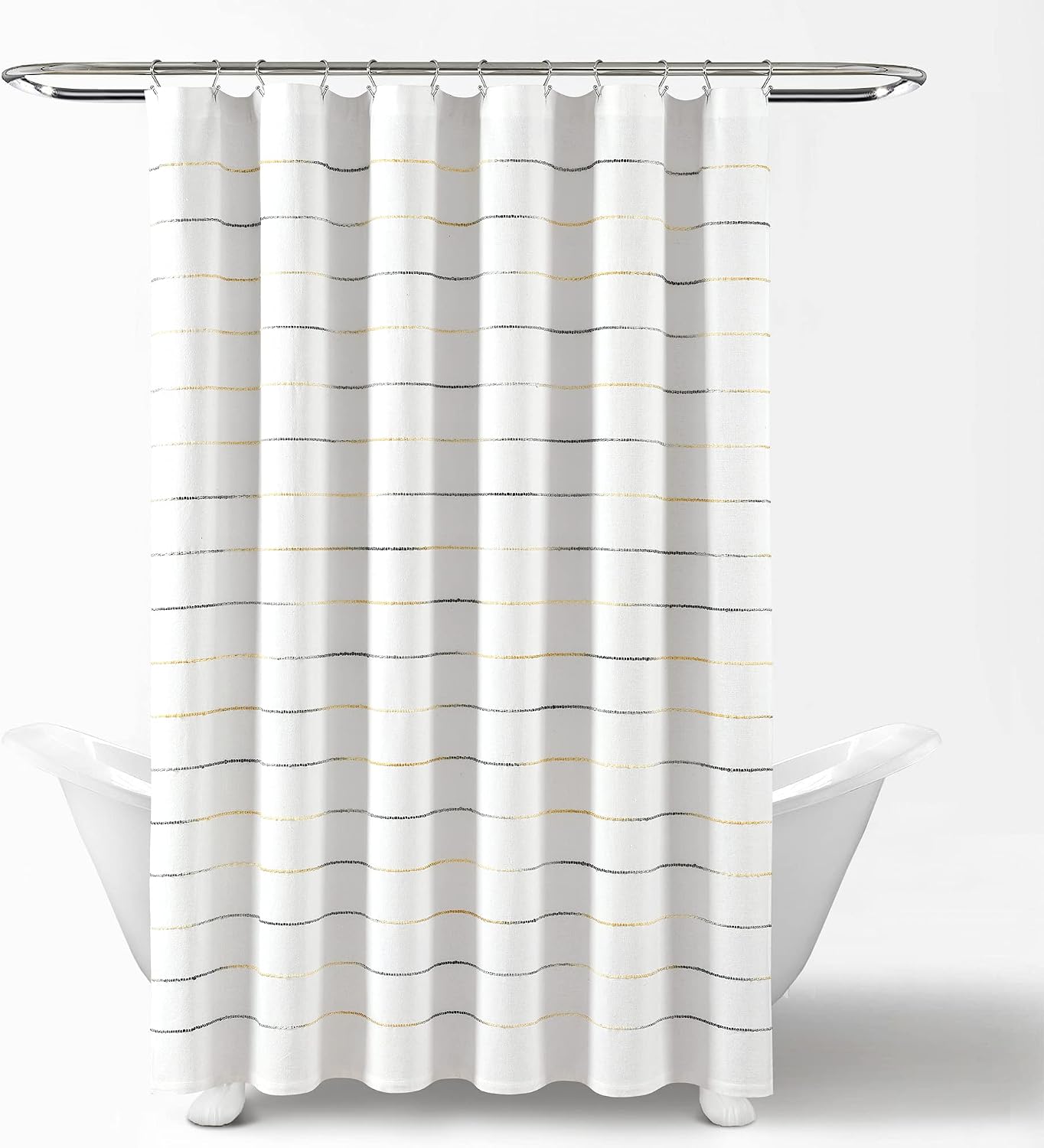 Ombre Stripe Yarn Dyed Cotton Shower Curtain, 72" W x 72" L, Yellow & Gray - Fabric Shower Curtains - Striped Bathroom Curtain - Farmhouse & Coastal Decor