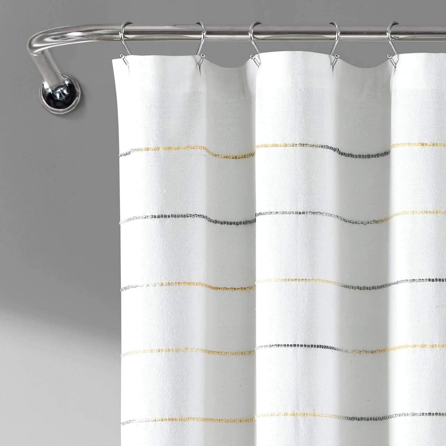 Ombre Stripe Yarn Dyed Cotton Shower Curtain, 72" W x 72" L, Yellow & Gray - Fabric Shower Curtains - Striped Bathroom Curtain - Farmhouse & Coastal Decor