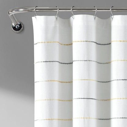 Ombre Stripe Yarn Dyed Cotton Shower Curtain, 72" W x 72" L, Yellow & Gray - Fabric Shower Curtains - Striped Bathroom Curtain - Farmhouse & Coastal Decor