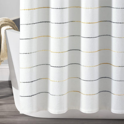 Ombre Stripe Yarn Dyed Cotton Shower Curtain, 72" W x 72" L, Yellow & Gray - Fabric Shower Curtains - Striped Bathroom Curtain - Farmhouse & Coastal Decor