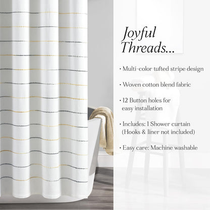 Ombre Stripe Yarn Dyed Cotton Shower Curtain, 72" W x 72" L, Yellow & Gray - Fabric Shower Curtains - Striped Bathroom Curtain - Farmhouse & Coastal Decor