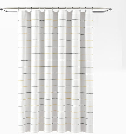 Ombre Stripe Yarn Dyed Cotton Shower Curtain, 72" W x 72" L, Yellow & Gray - Fabric Shower Curtains - Striped Bathroom Curtain - Farmhouse & Coastal Decor
