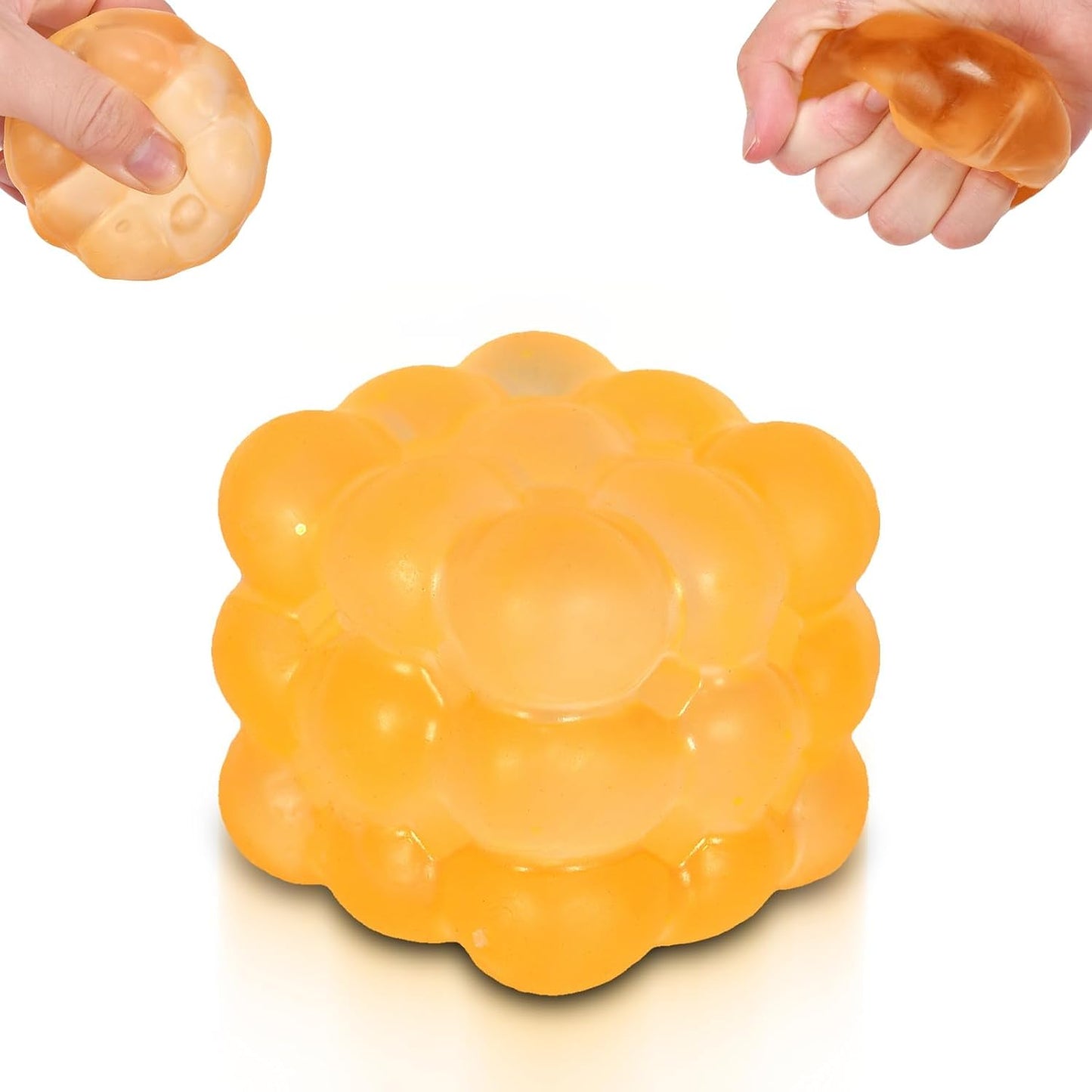 Ice Cube Squishy Fidget Toy, Standard Size 1.96 in Stress Ball for Adults and Kids, Soft Textured Sensory Toy with Irregular Shape for Anxiety Relief and Improving Focus(Yellow)