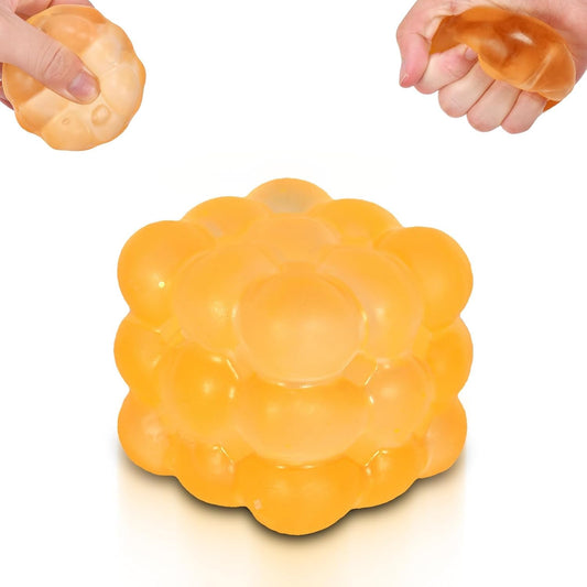 Ice Cube Squishy Fidget Toy, Standard Size 1.96 in Stress Ball for Adults and Kids, Soft Textured Sensory Toy with Irregular Shape for Anxiety Relief and Improving Focus(Yellow)