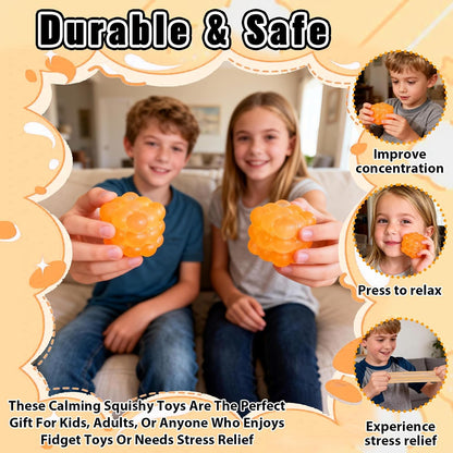 Ice Cube Squishy Fidget Toy, Standard Size 1.96 in Stress Ball for Adults and Kids, Soft Textured Sensory Toy with Irregular Shape for Anxiety Relief and Improving Focus(Yellow)
