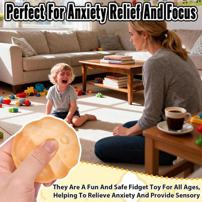 Ice Cube Squishy Fidget Toy, Standard Size 1.96 in Stress Ball for Adults and Kids, Soft Textured Sensory Toy with Irregular Shape for Anxiety Relief and Improving Focus(Yellow)