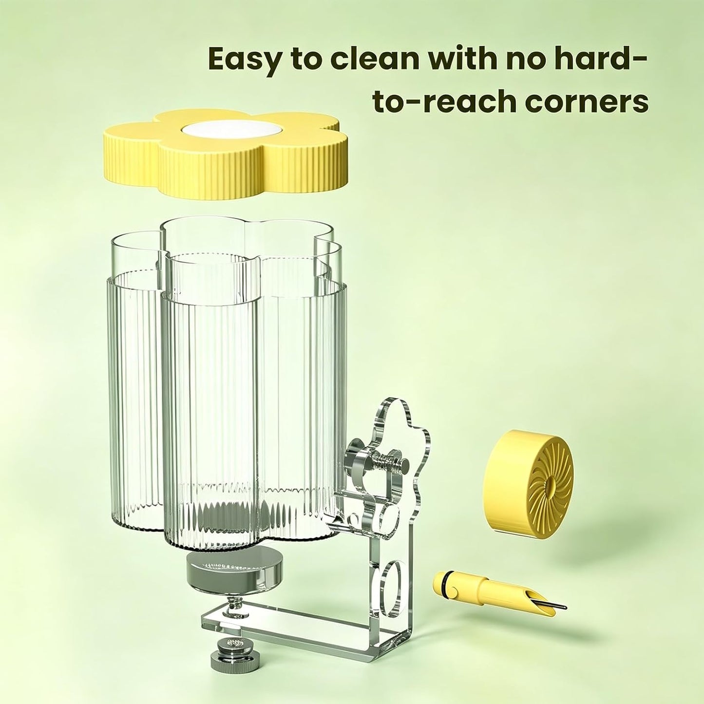 8.4 Oz No Mess Bird Water Feeder, Auto Parrot Cage Water Dispenser (Yellow) | Magnetic Mount, Drip-Free, Easy Top Refill, Mount Inside or Outside Cage, for Parakeets Cockatiels Budgies Lovebirds Canary