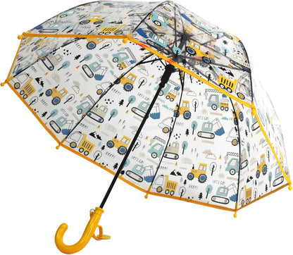 Kid's Cute Cartoon Transparent Umbrella, Lightweight Compact One-Button Automatic Open for Boys and Girls
