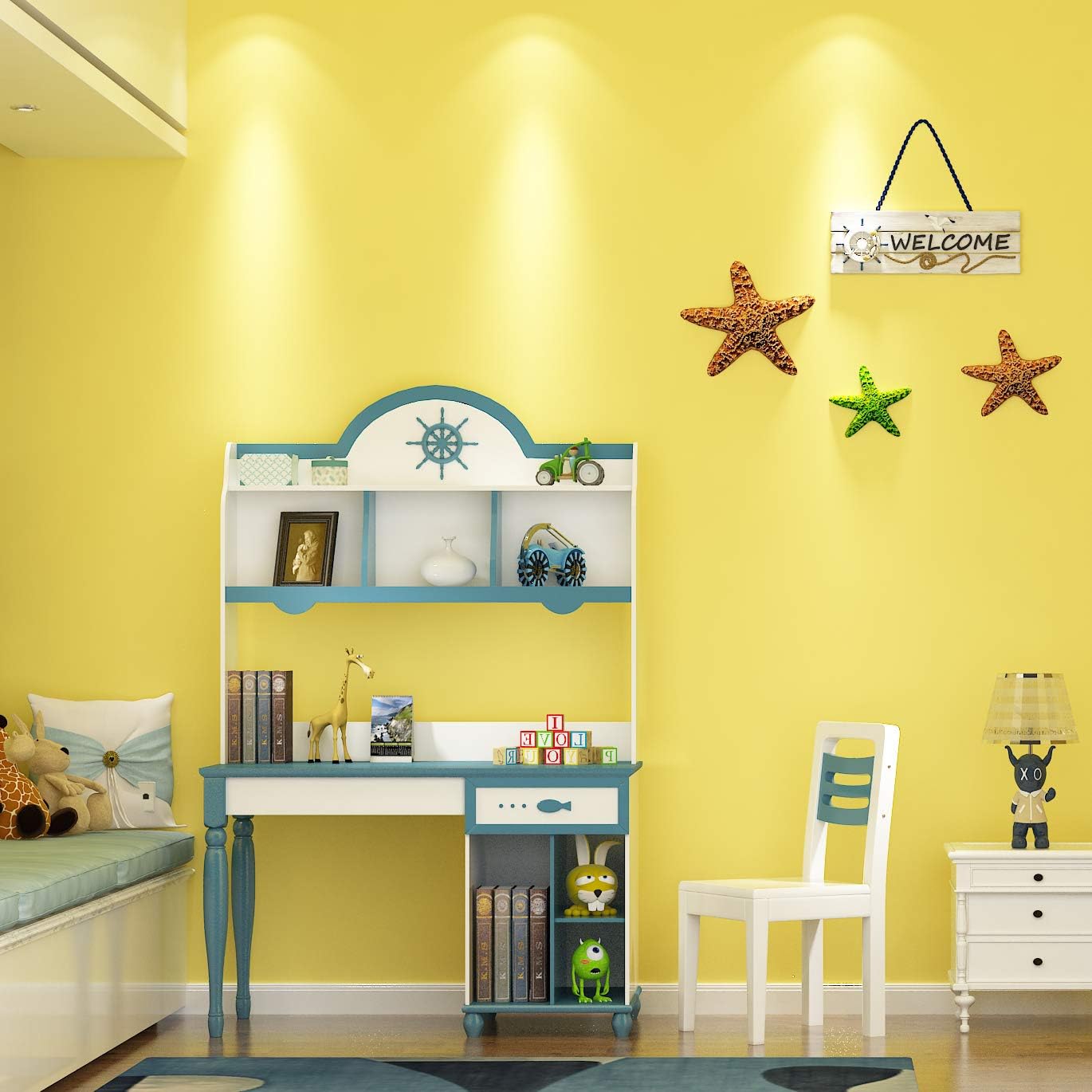 Bright Yellow Wallpaper Stick and Peel for Kids Bedroom Matte Yellow Contact Paper Peel and Stick Yellow Wallpaper Self Adhesive Thick Removable Wall Paper for Cabinet Desk Drawers 12" x 200"