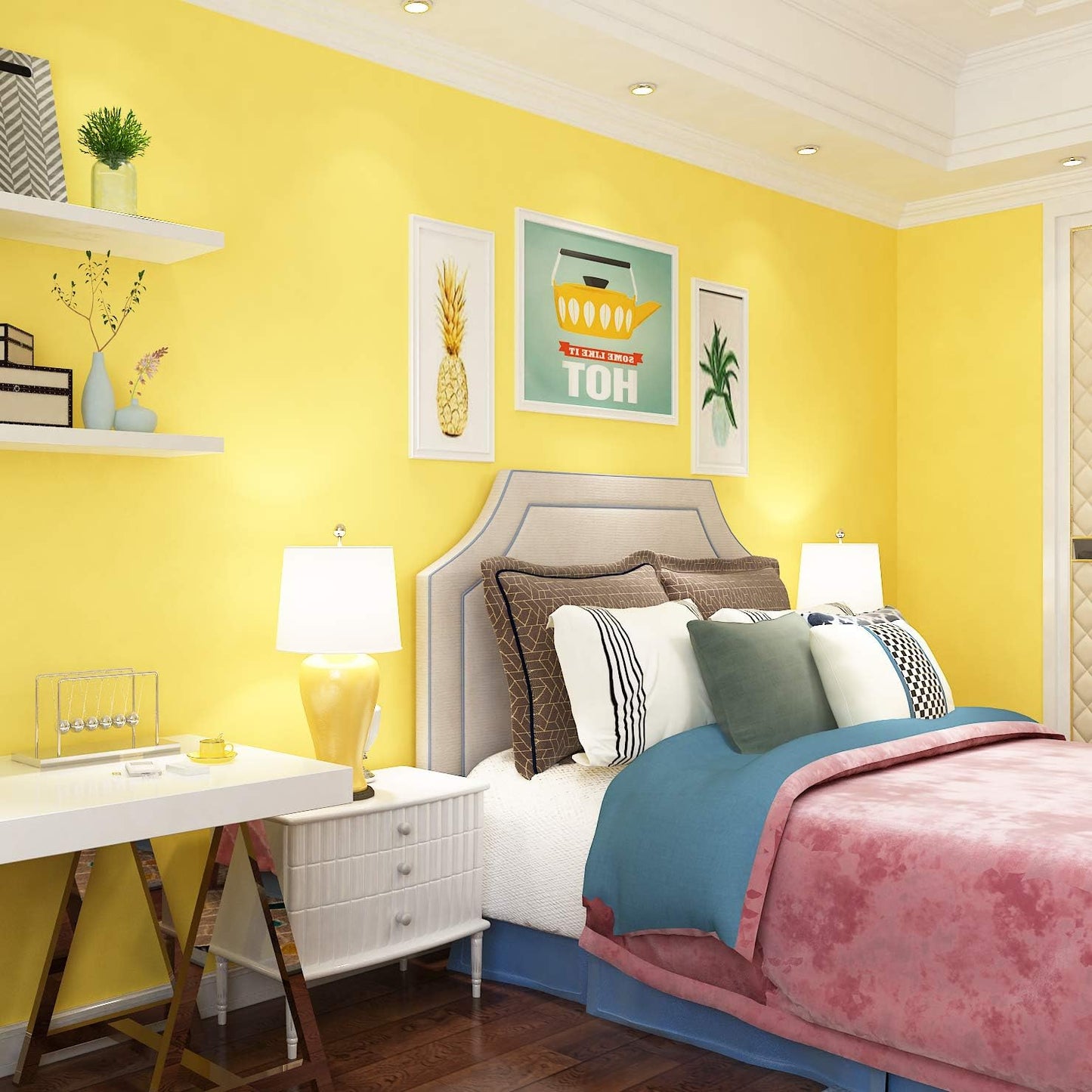Bright Yellow Wallpaper Stick and Peel for Kids Bedroom Matte Yellow Contact Paper Peel and Stick Yellow Wallpaper Self Adhesive Thick Removable Wall Paper for Cabinet Desk Drawers 12" x 200"