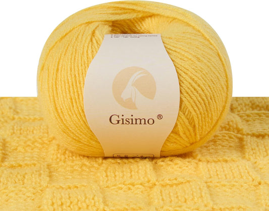 100% Inner Mongolian Cashmere Yarn, 6-Ply Luxurious and Soft Yarn for Hand Knitting & Crocheting (Bright Yellow,1 Ball)