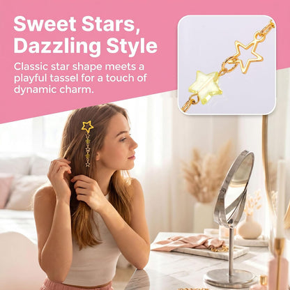 2pcs Star Tassels Hair Clips for Women, 1.18x4.33in, Yellow