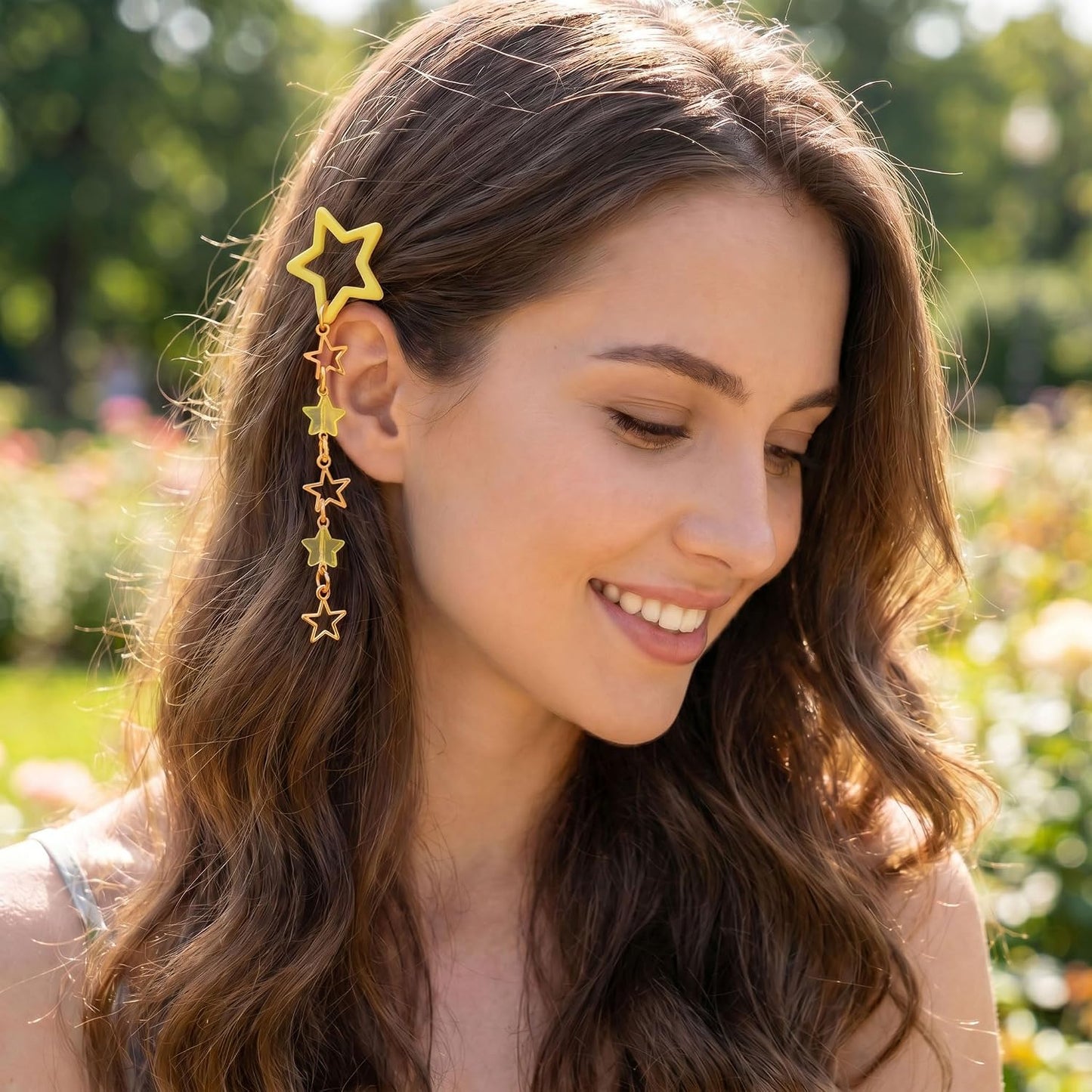 2pcs Star Tassels Hair Clips for Women, 1.18x4.33in, Yellow