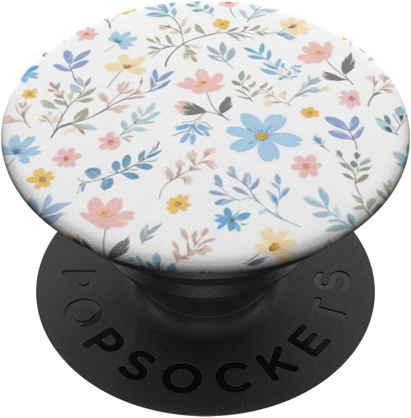 Pastel Pink, Blue & Yellow Flowers – Whimsical Pattern PopSockets Adhesive PopGrip