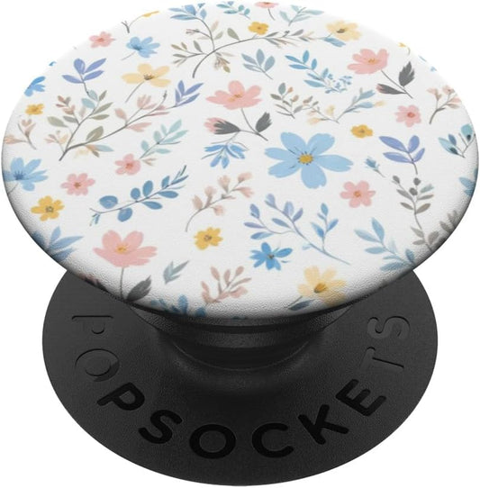 Pastel Pink, Blue & Yellow Flowers – Whimsical Pattern PopSockets Adhesive PopGrip