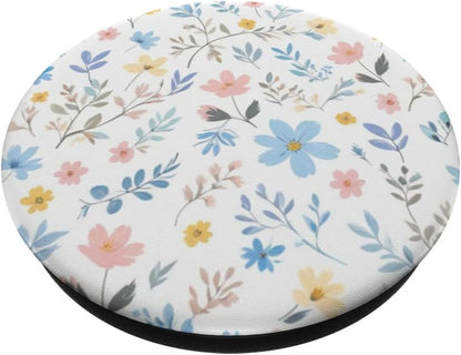 Pastel Pink, Blue & Yellow Flowers – Whimsical Pattern PopSockets Adhesive PopGrip