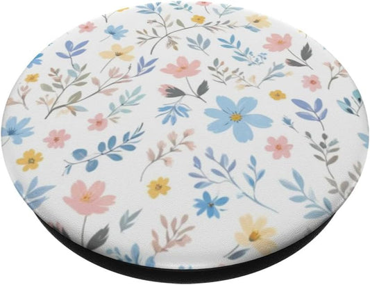 Pastel Pink, Blue & Yellow Flowers – Whimsical Pattern PopSockets Adhesive PopGrip