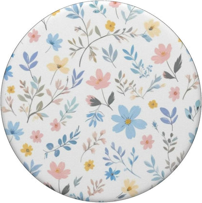 Pastel Pink, Blue & Yellow Flowers – Whimsical Pattern PopSockets Adhesive PopGrip