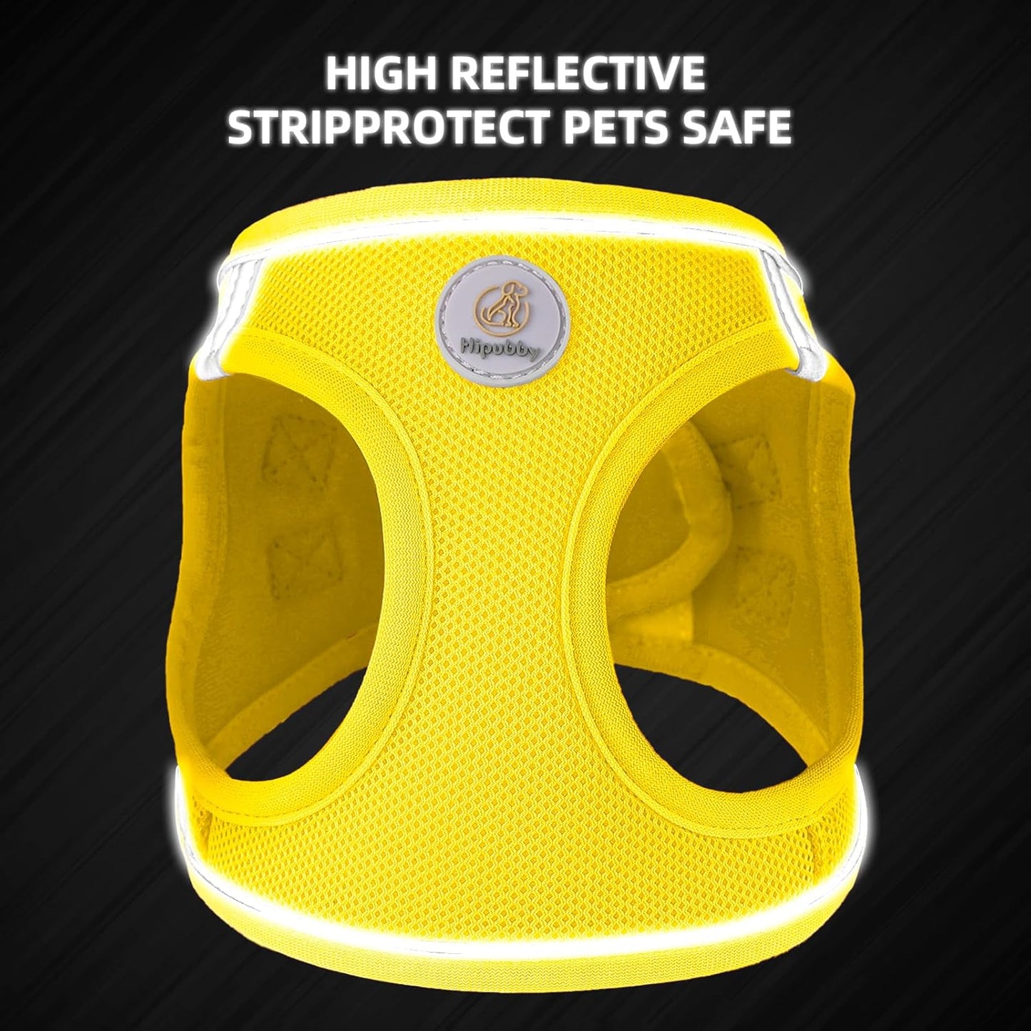 Dog Harness and Leash Set, No Pull Soft Mesh Puppy Harness for Small Medium Dogs, Cats - Step in Reflective Breathable Lightweight Vest Harness for Walking, Training - Yellow, XS