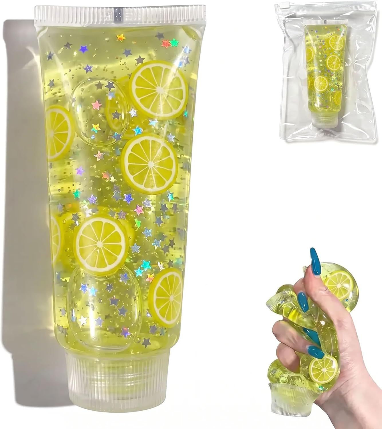 Toothpaste Squishy Toys, Slow Rising Stress Relief Gifts for Adults, Yellow | Cute Soft Toothpaste Squeeze Toys Help Calm Anxiety, Improve Focus. Easy to Clean, Portable. Ideal for Office Home Travel