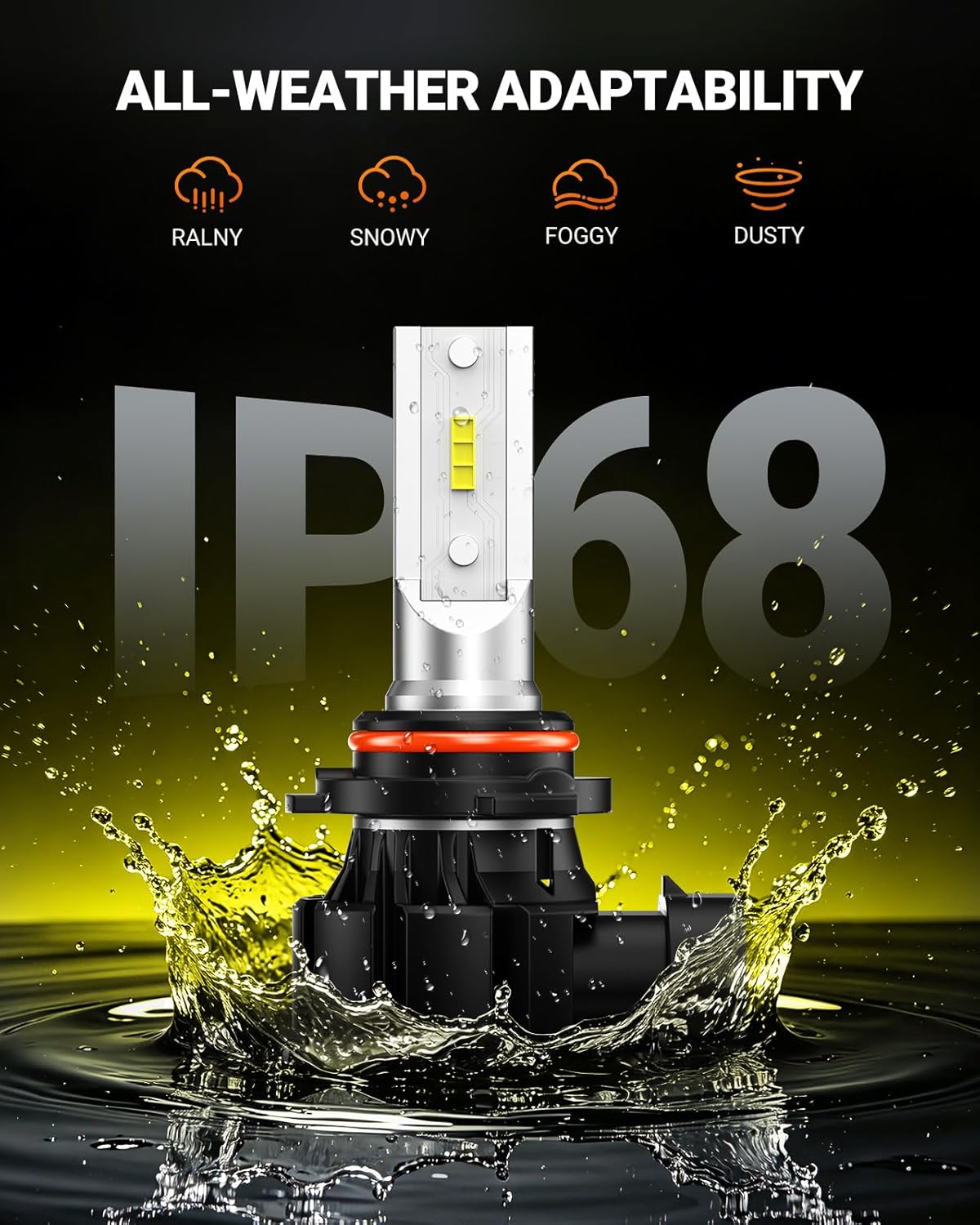 9006 LED Fog Light Bulbs Yellow, 600% Brightness 9006 HB4 LED Fog Light, 3000K Amber Strong Penetration 9006 Fog Light Led Bulb Yellow Replacement for Cars,Trucks(Pack of 2)