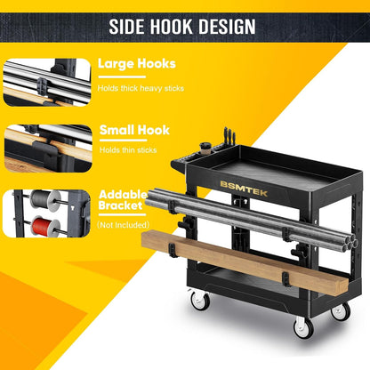 4 Tier Rolling Tool Cart on Wheels with Professional Tool Cart with Locking Drawer-Metal, 400LBS Load Capacity Heavy Duty Storage with Pegboard for Repair Shop, Garage, Warehouse, Workshop