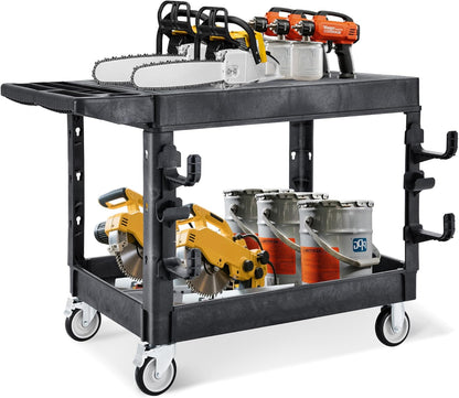 4 Tier Rolling Tool Cart on Wheels with Professional Tool Cart with Locking Drawer-Metal, 400LBS Load Capacity Heavy Duty Storage with Pegboard for Repair Shop, Garage, Warehouse, Workshop