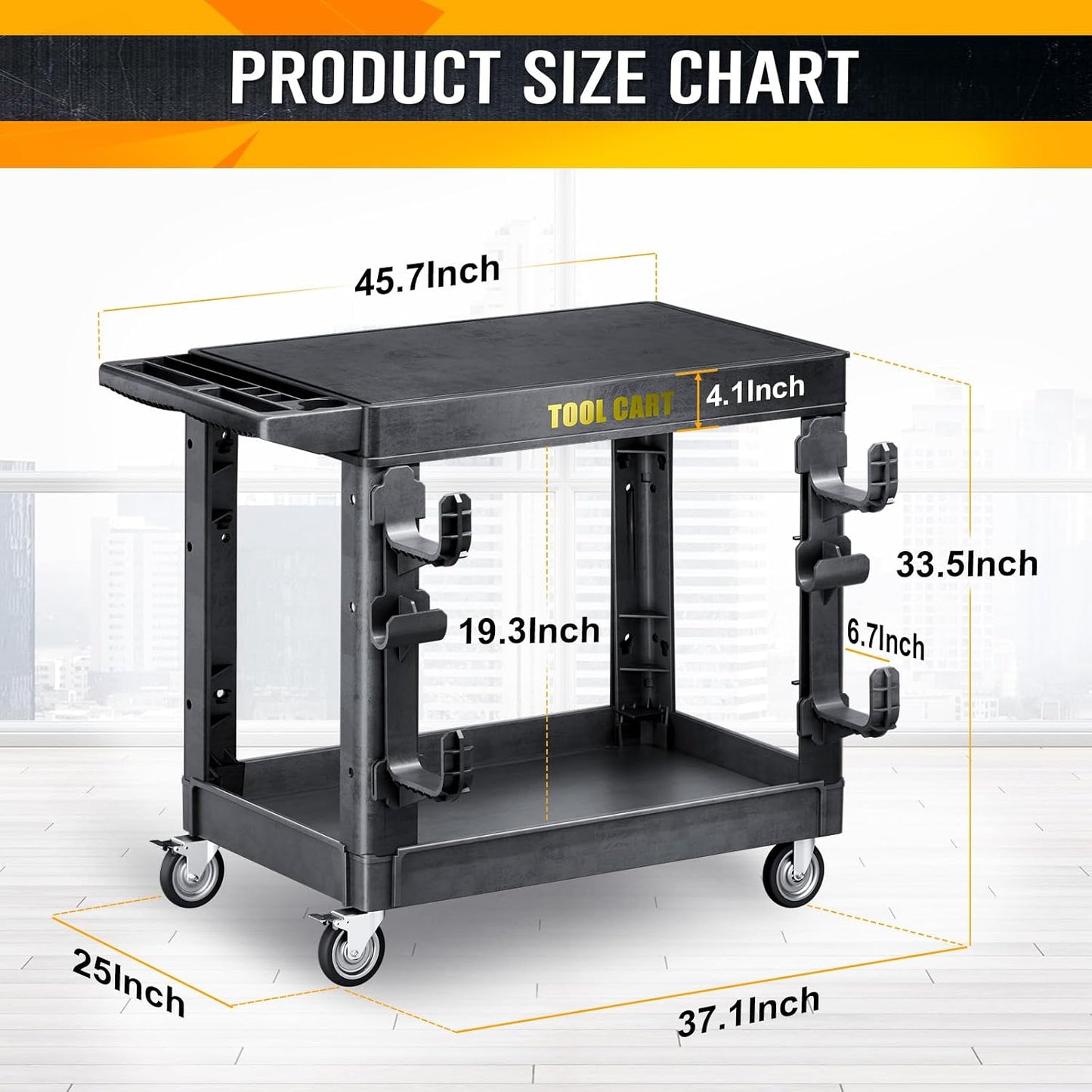 4 Tier Rolling Tool Cart on Wheels with Professional Tool Cart with Locking Drawer-Metal, 400LBS Load Capacity Heavy Duty Storage with Pegboard for Repair Shop, Garage, Warehouse, Workshop